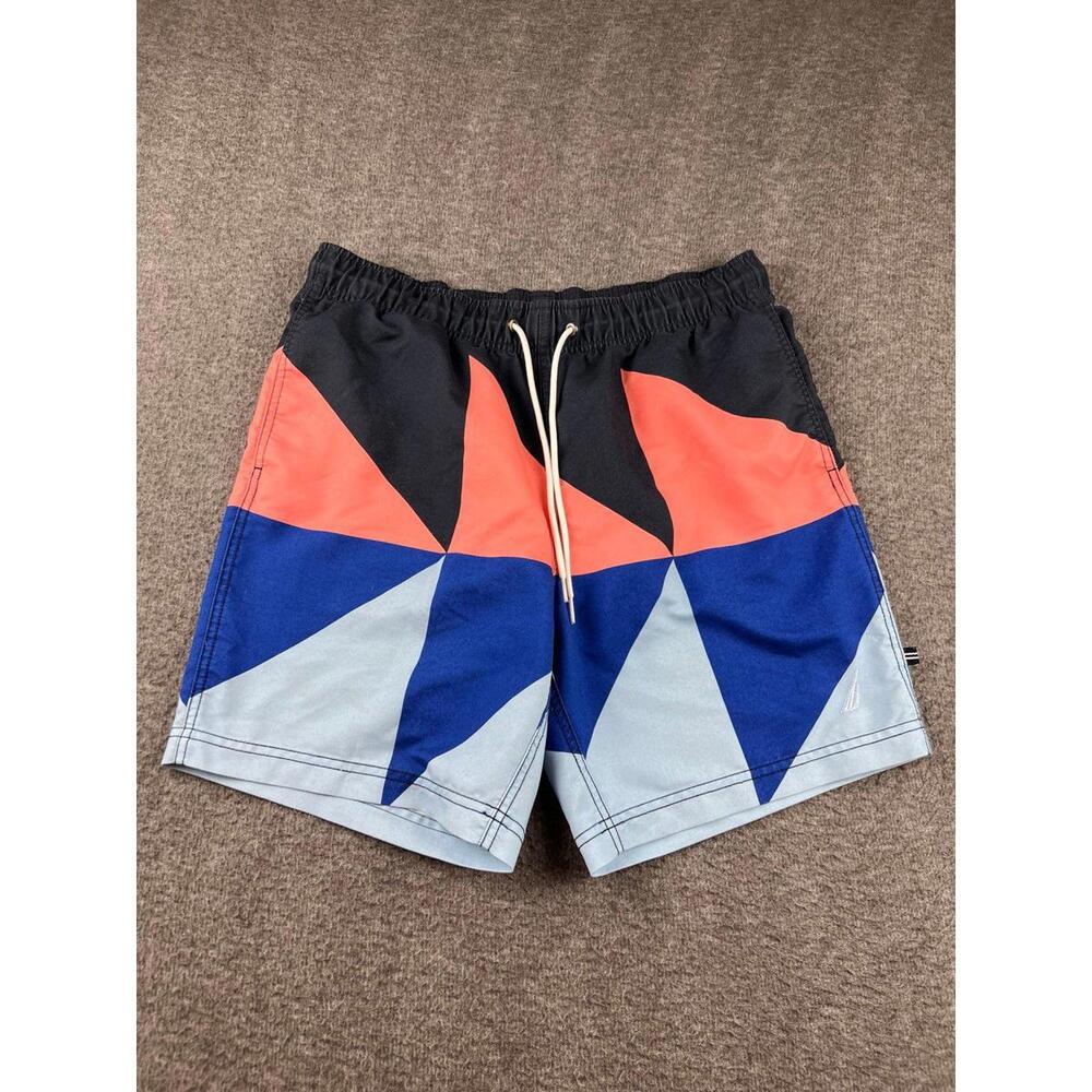 Nautica Men's S Small Swim Trunks Geometric Color Block Design
